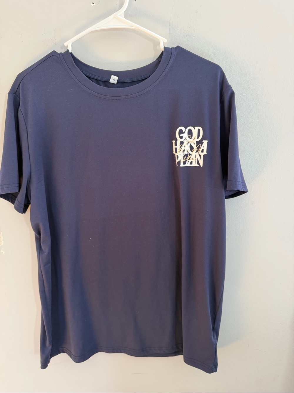 SHEIN Navy Short Sleeve Tee with White Chest Graphic